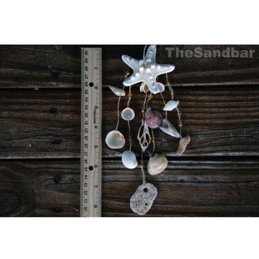 Starfish Mobile Seashell windchimes yellow crystal - Picture 4 of 5